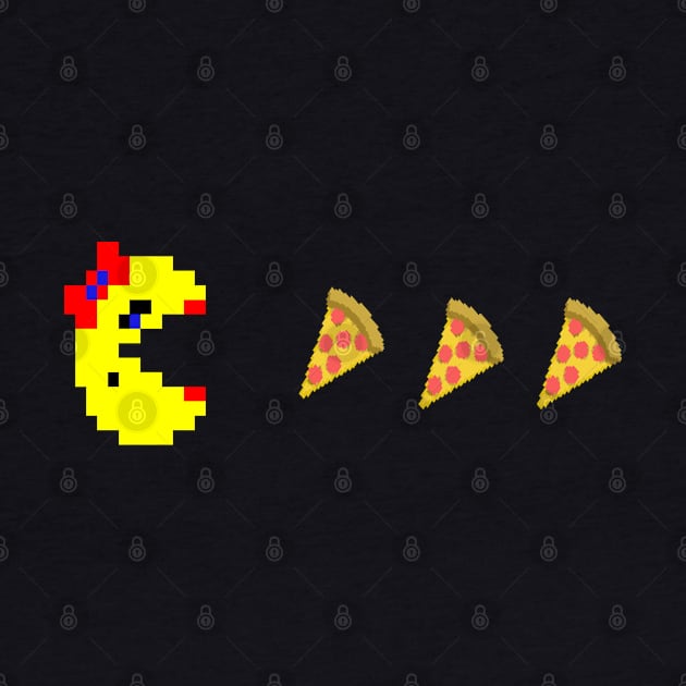 Ms. PAC-MAN Loves Pizza by dsilvadesigns